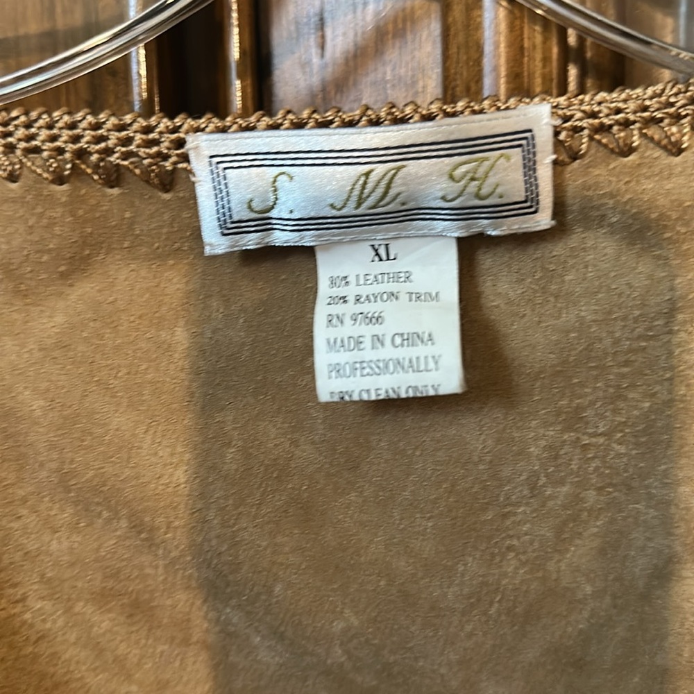 Vintage Leather Crochet Patchwork Unique Find Tan… - image 6